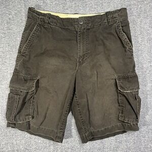 Vintage Y2K Aeropostale Mens 32 Faded Heavyweight Cargo‎ Shorts Black Cotton